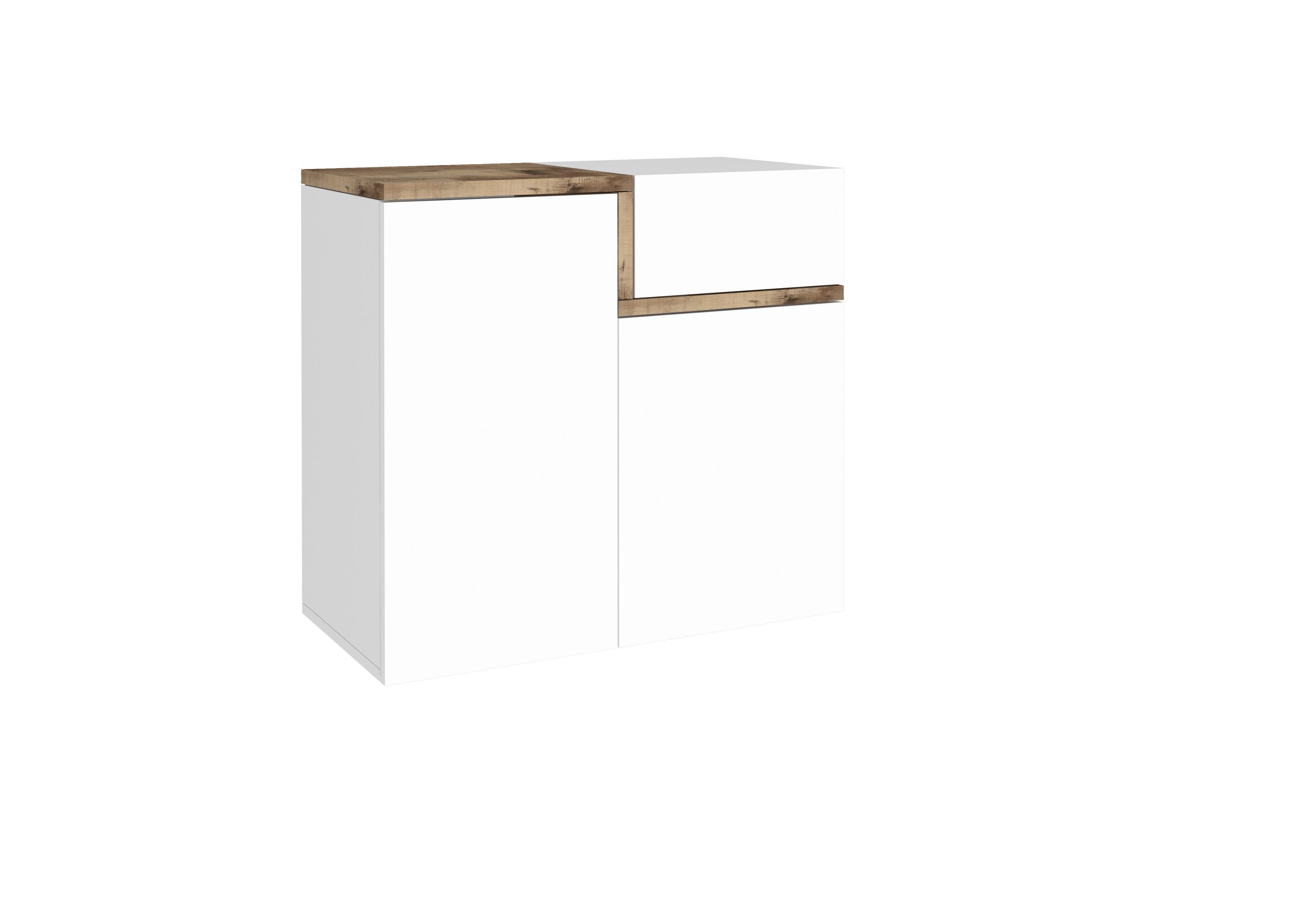 freiraum Schuhkommode Pomezia, in Weiß Hg./Pereira Ahorn - 80x80,1x40 (BxHxT)