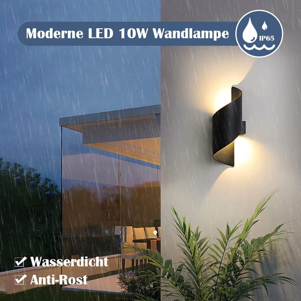 BlingBin LED Wandleuchte Innen/Außen 10W Spiral Wandlampe Außenleuchte, Sch günstig online kaufen