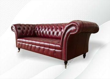 JVmoebel Chesterfield-Sofa Chesterfield Dreisitzer Bordaux Moderne Möbel Neu, Made in Europe
