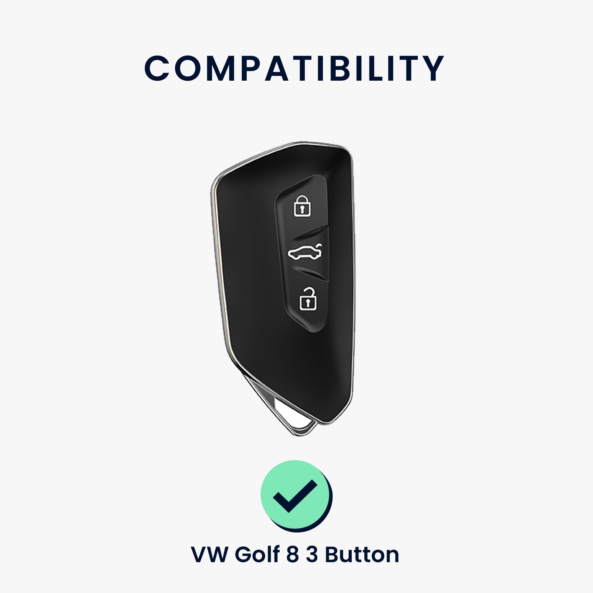 kwmobile Schlüsseltasche Autoschlüssel Silikon Cover Golf Hülle Schlüsselhülle Schwarz VW 8, für
