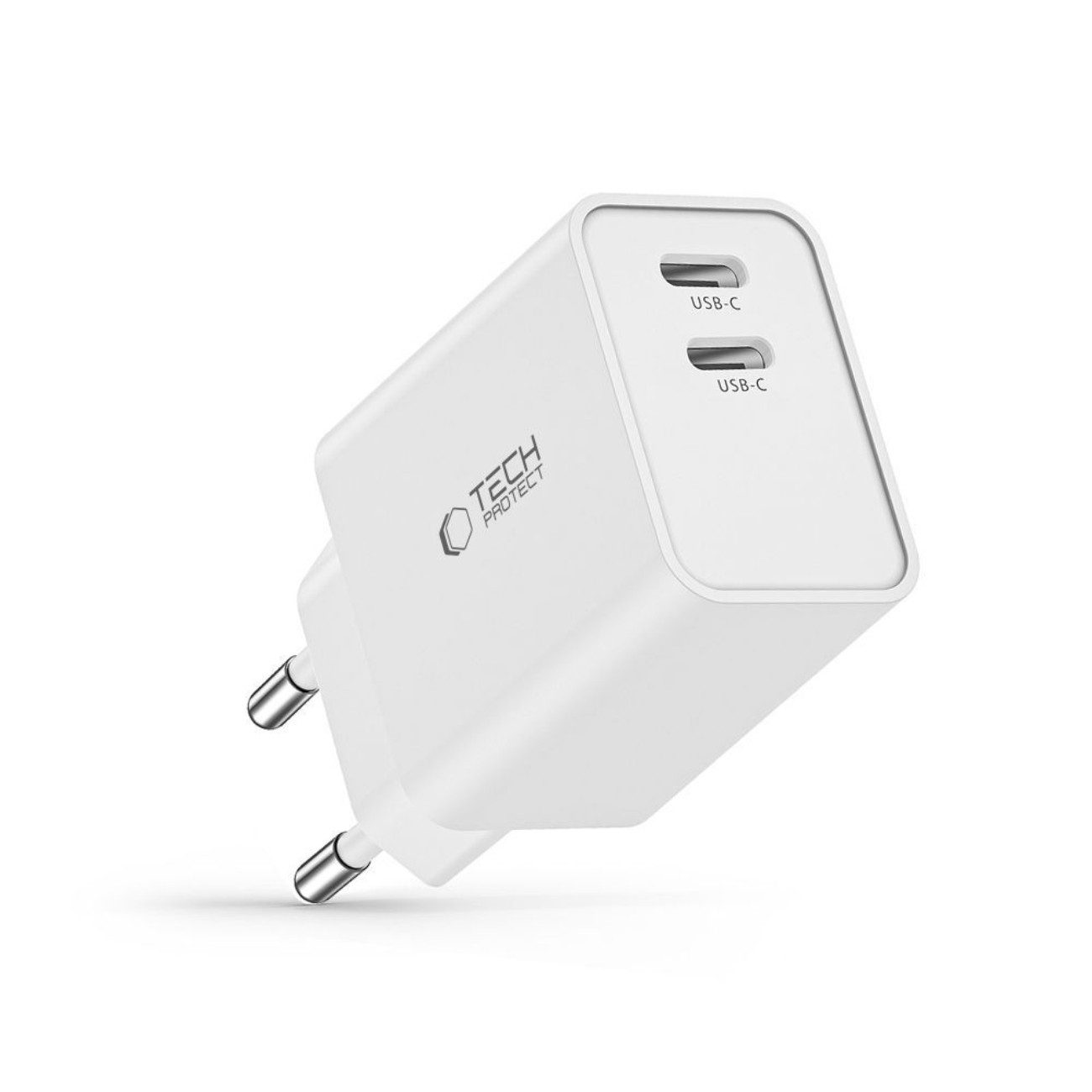 TECH PROTECT C35W USB-Ladegerät (3000 mA, Einzelartikel, 1 x Tech-Protect C35W Netzladegerät, Kompaktes Dual-USB-C Schnellladegerät 35 W)