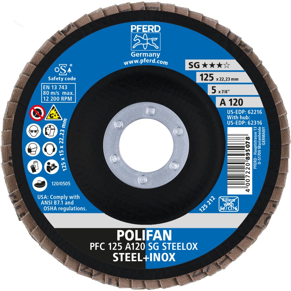 Thumbnail - Pferd Schleifscheibe Pferd POLIFAN PFC 125 A120 SG STEELOX