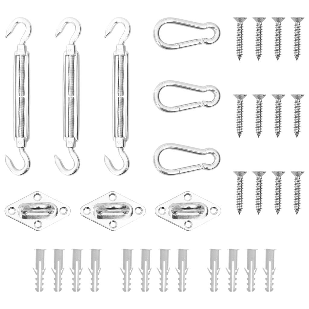 Sonnensegel 9-tlg Sonnensegel Zubehör-Set Edelstahl