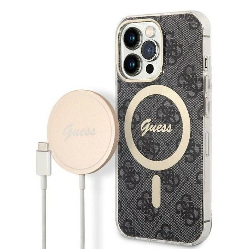Guess Smartphone-Hülle Handyhülle Schutzhülle Ladeset 6,1 Zoll, MagSafe, 4G Print, kabelloses Laden, Hartschale