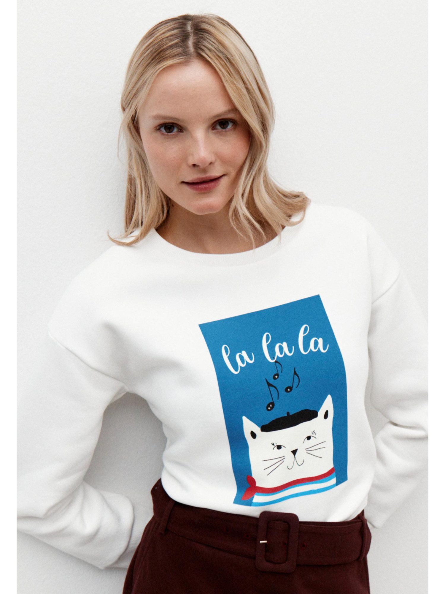 MORE&MORE Sweatshirt softes Sweatshirt "Cat-Print" günstig online kaufen