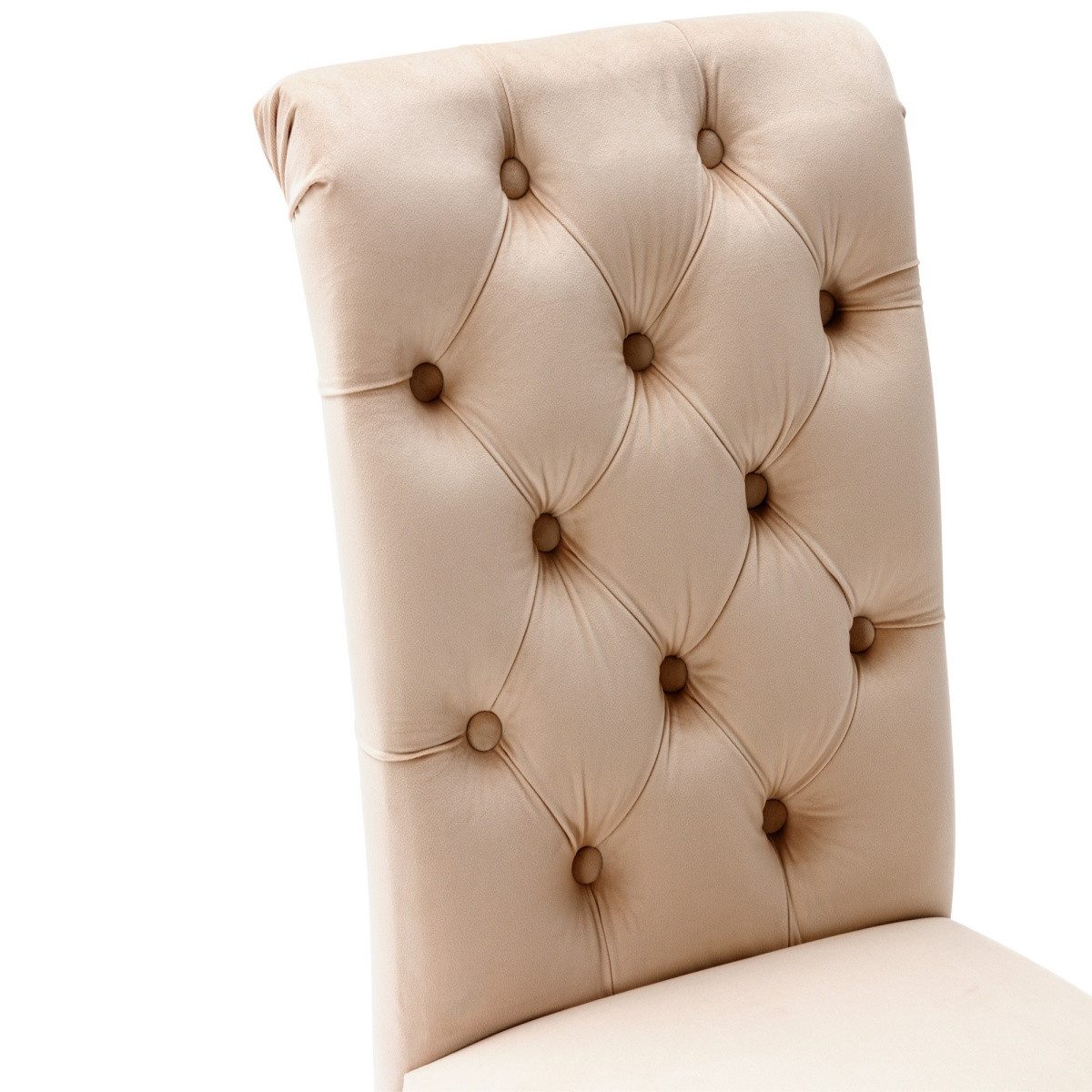 IDEASY Esszimmerstuhl 2/4/6 Stühle, Mit Knopflehne & hoher Rückenlehne, Eleganter Stil (2 St), Samtstoff, Eichenholzbeine, Verchromter Türring, Bodenschutz