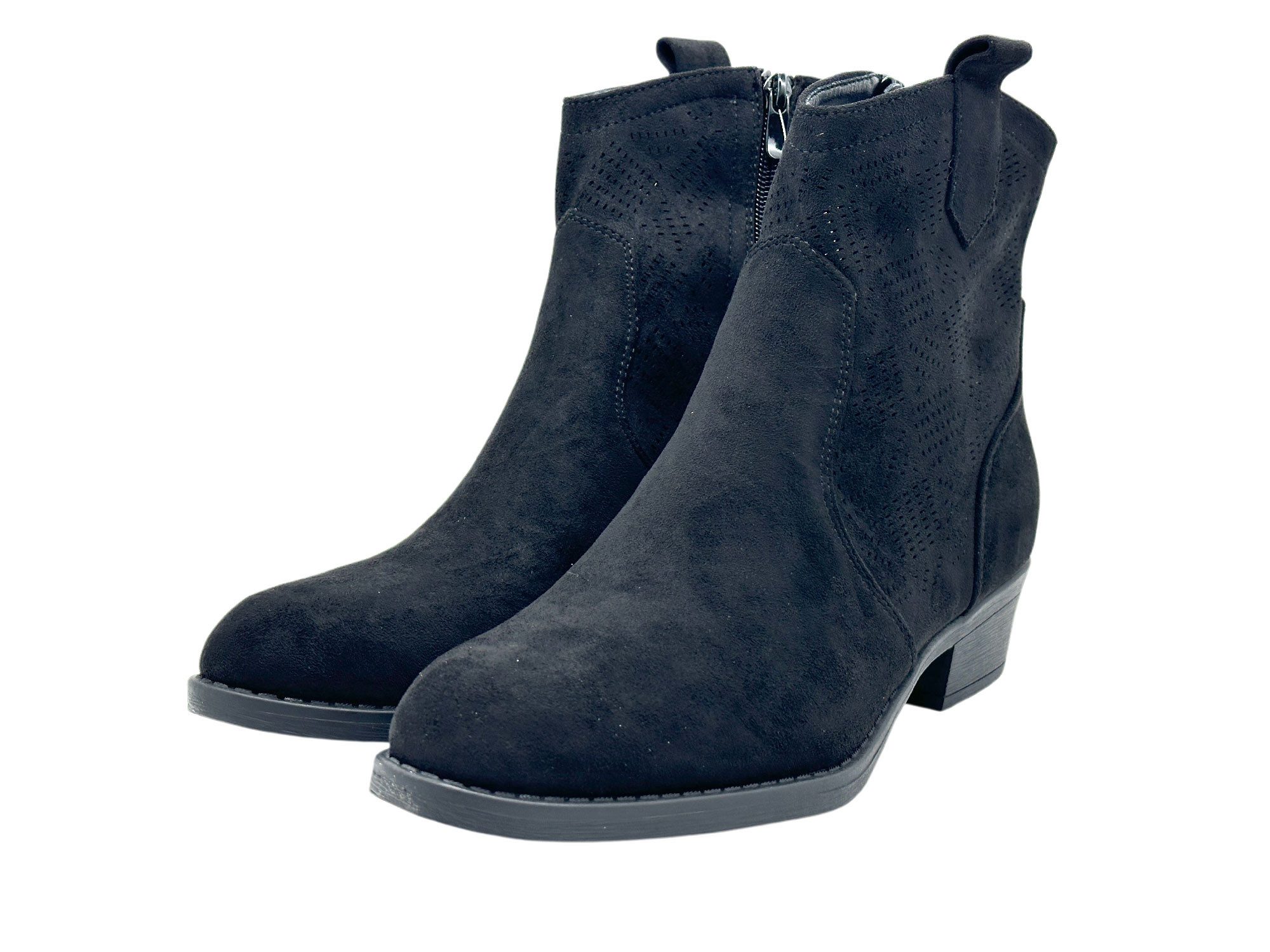 Nowaland Damen Western Stiefelette mit Lochmuster Stiefelette Modische Stiefelette im modernen Western-Look