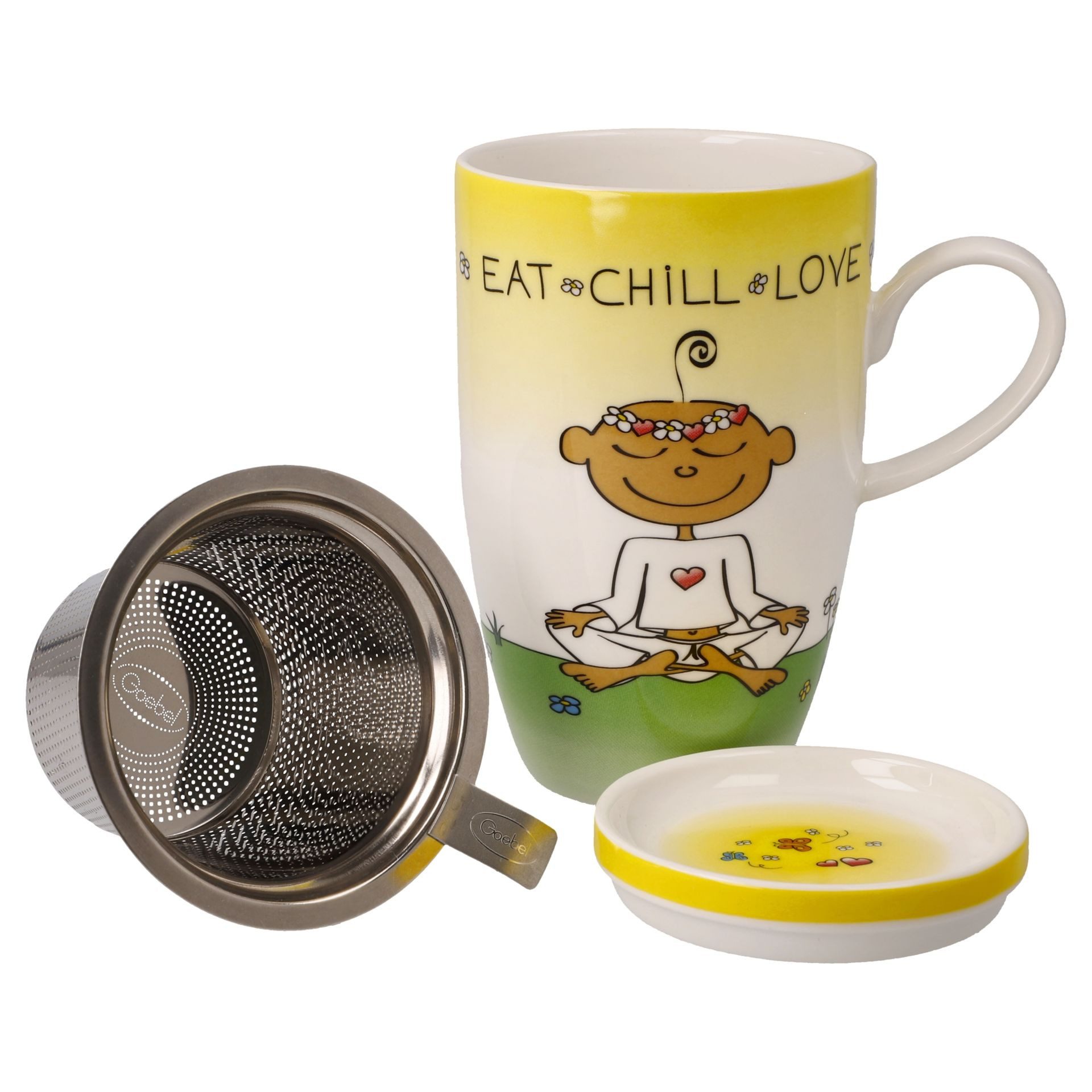 Goebel Tasse Eat Chill Love 8x14x11.5 cm, Porzellan, Spülmaschinengeeignet; Mikrowellengeeignet