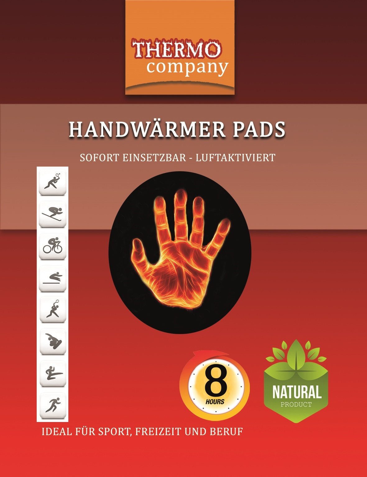 THERMO company Wärmepad Handwärmer Pads, Wärmepads Hände, Hand-Wärmekissen, Taschenwärmer, 5,5cm x 9cm, extra warm, bis zu 8 Stunden Wärme