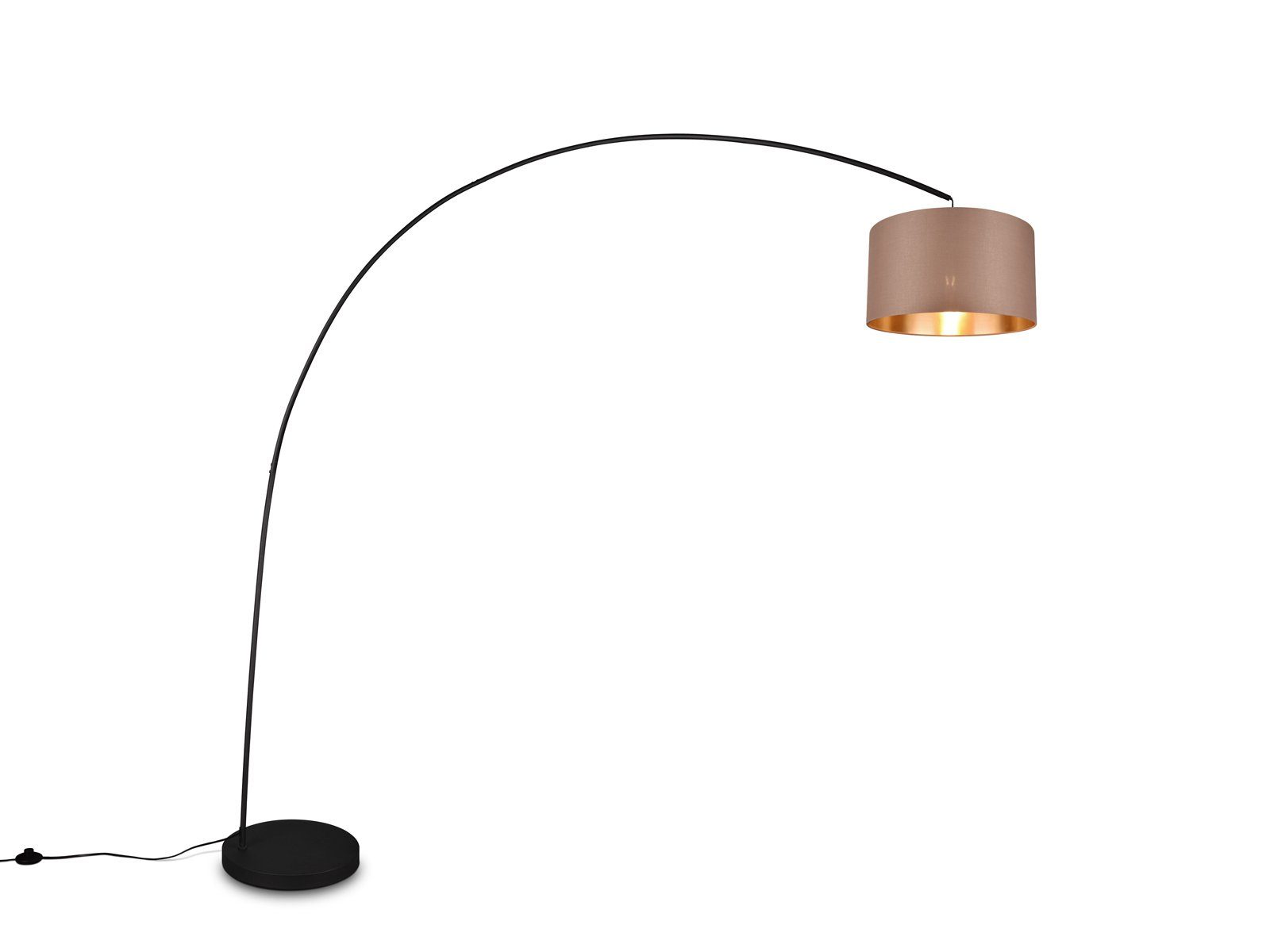 Bogenlampe, Dimmfunktion, meineWunschleuchte Esstisch LED Schwarz Taupe - Bauhaus wechselbar, Bogen-stehlampe gebogen, LED Höhe dimmbar, Taupe 210cm, Warmweiß,