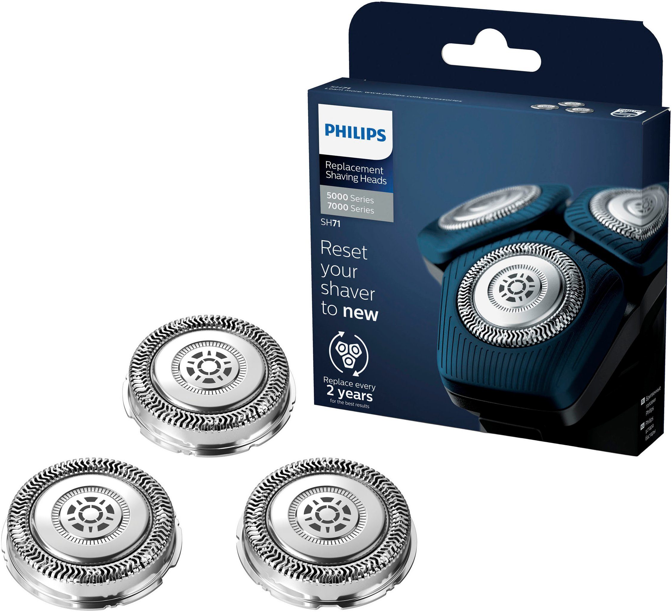 PHILIPS Ersatzscherköpfe SH71/50 3 St., kompatibel mit Series 7000 und abgewinkelten Modellen der Series 5000 mehr