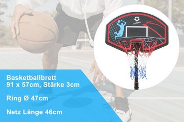 L.A. Sports Basketballkorb (Set, 3-St., Komplett-Set mit Basketballkorb, Netz und Ständer), mit Transportrollen, stabile pulverbeschichtete Metallrohre