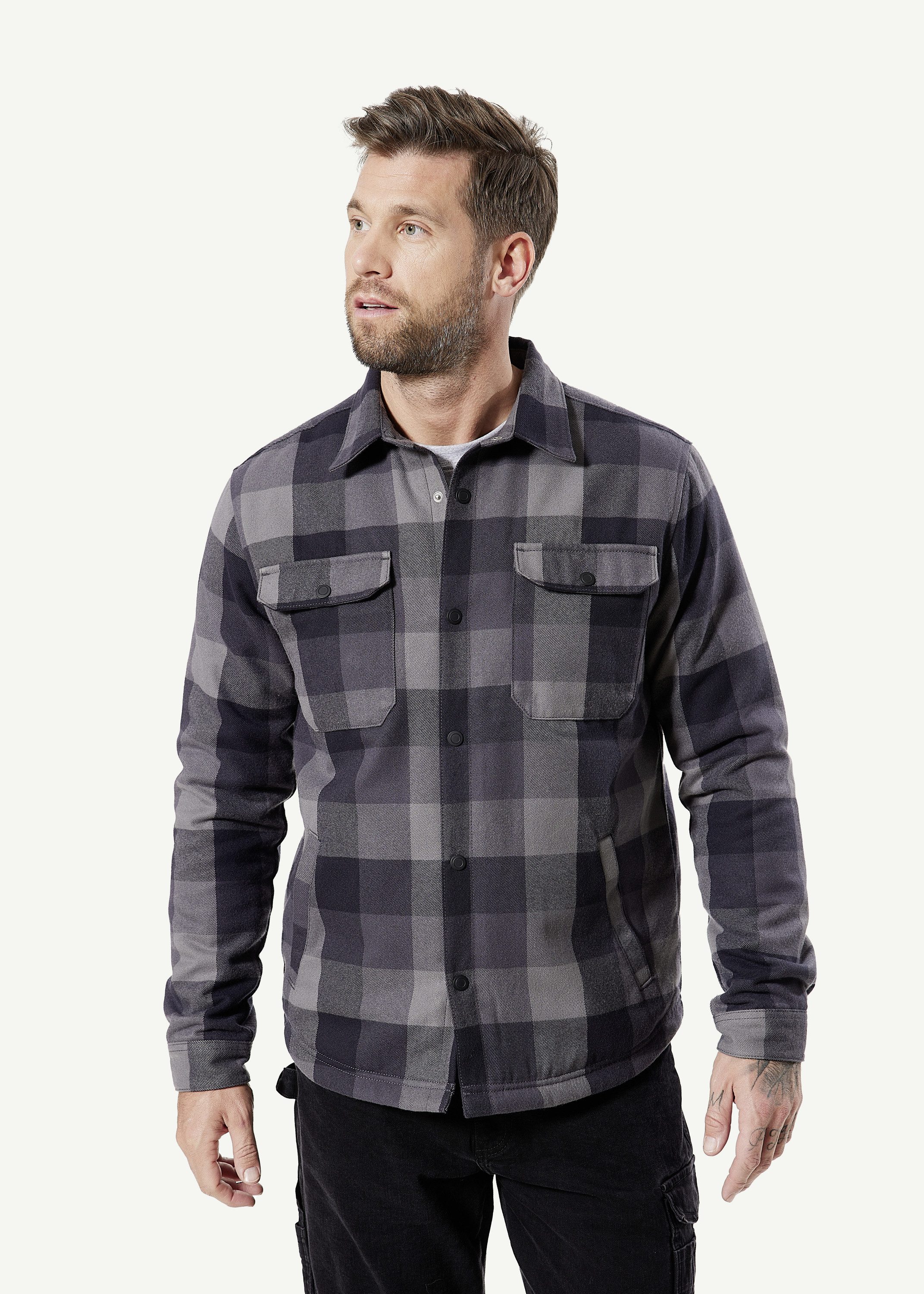 HERO by John Medoox Flanellhemd JORIS Karohemd Overshirt Regular Fit Casual Funktionsmaterial für Herren
