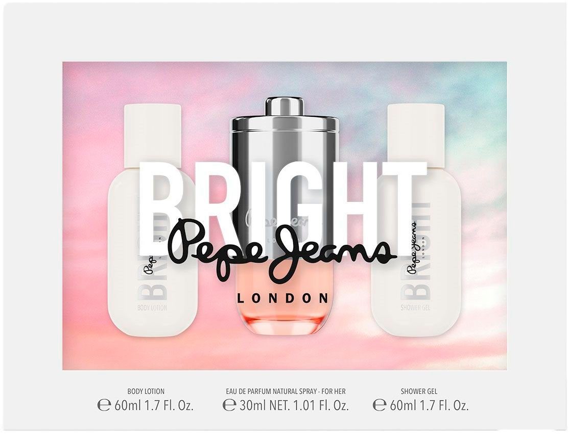 EDP + Gel Gift Body 3-tlg. Pepe PJ Set Shower Lotion Duft-Set 60ml, BRIGHT + Jeans 60ml 30ml