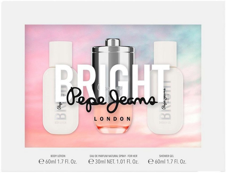 Pepe Jeans Duft-Set PJ BRIGHT Gift Set EDP 30ml + Body Lotion 60ml + Shower  Gel 60ml,