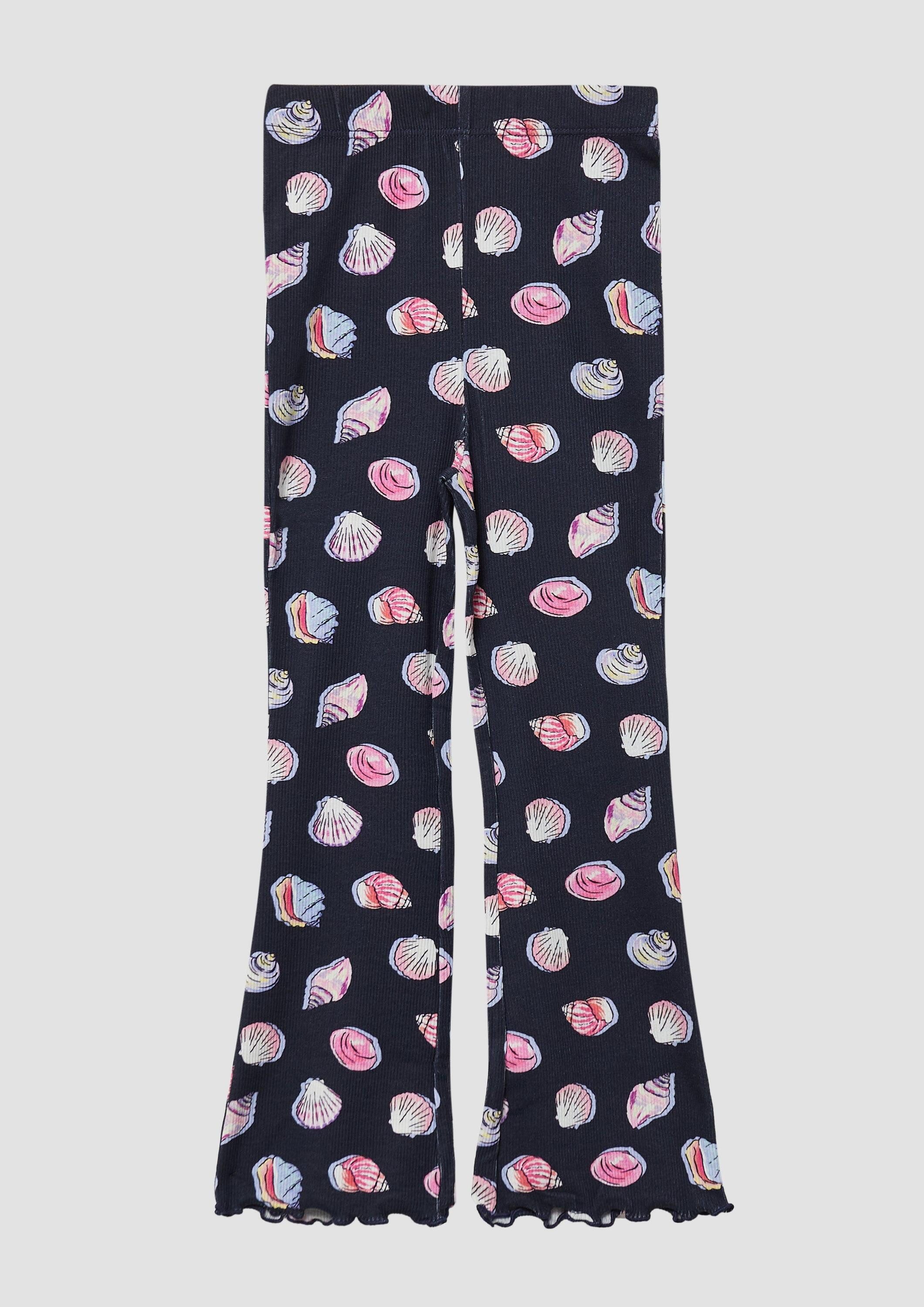 s.Oliver Leggings Leggins Gerippte Leggings mit Flared Leg und All-over-Print