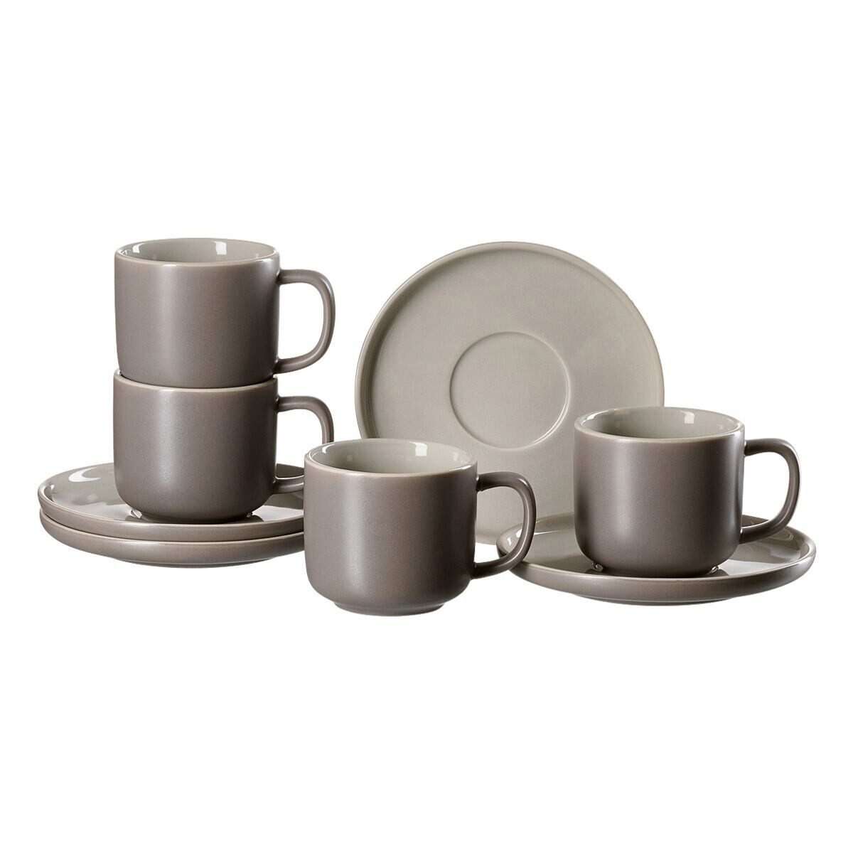 Ritzenhoff & Breker Kaffeeservice Jasper (8-tlg), Steingut, Kaffeetassen inkl. Untertassen, spülmaschinengeeignet