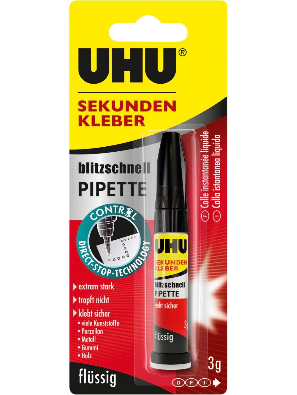 UHU Bastelkleber UHU Sekundenkleber blitzschnell Pipette Control
