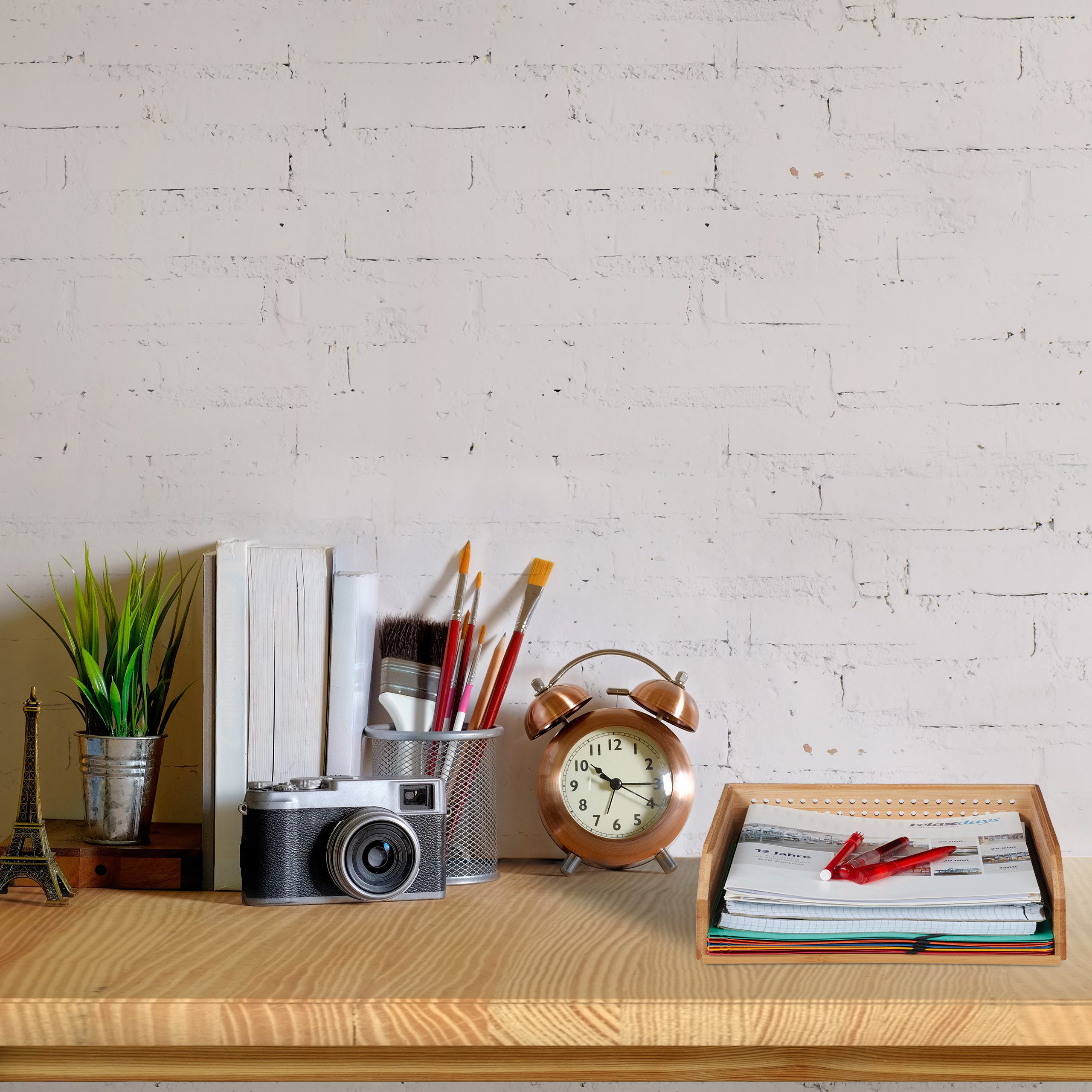 relaxdays Briefablage 10 x Dokumentenablage Bambus perforiert