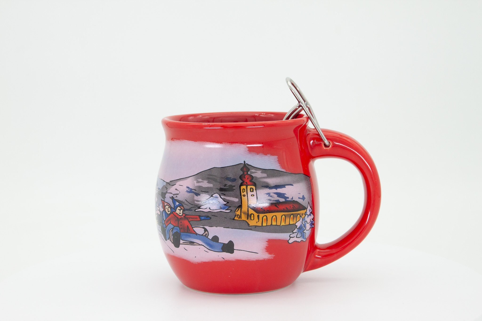 Feuerzangentasse Bowle-Set Feuerzangentasse 1er-Set (Feuerzangenbowle Set, 5-tlg., 1x Feuerzangentasse, 3x Zimtzuckerhütchen, 1x Rezeptheftchen), hitzebeständige Keramik, Edelstahl-Feuerzange