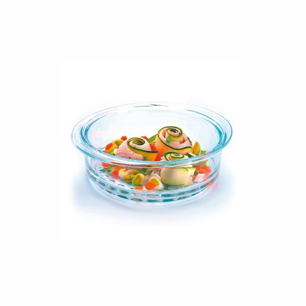 20 Glas Pyrex Pyrex SteamCare cm, Auflaufform Dampfeinsatz rund Glas Kochform