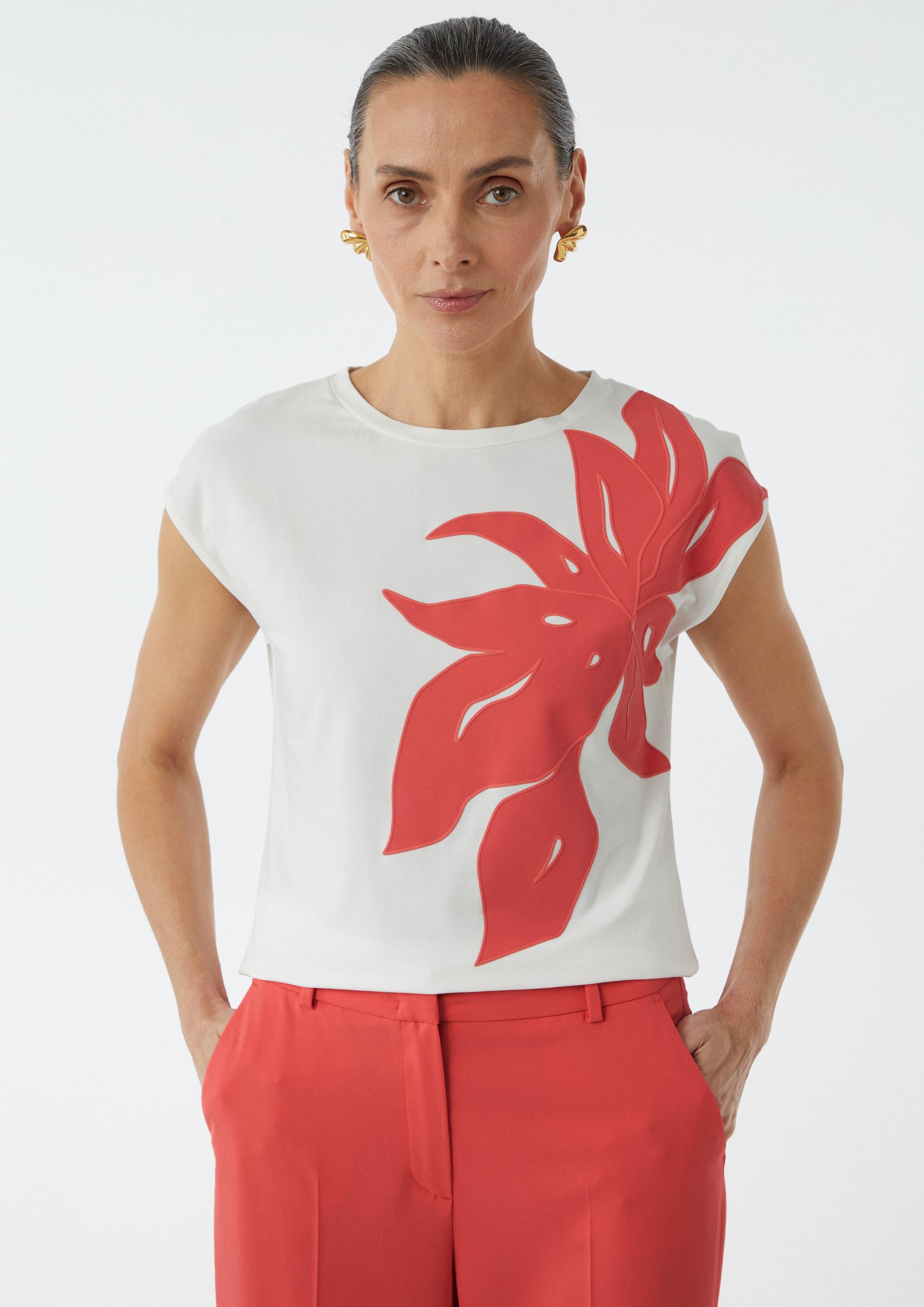 Comma Kurzarmshirt T-Shirt mit überschnittenen Schultern günstig online kaufen
