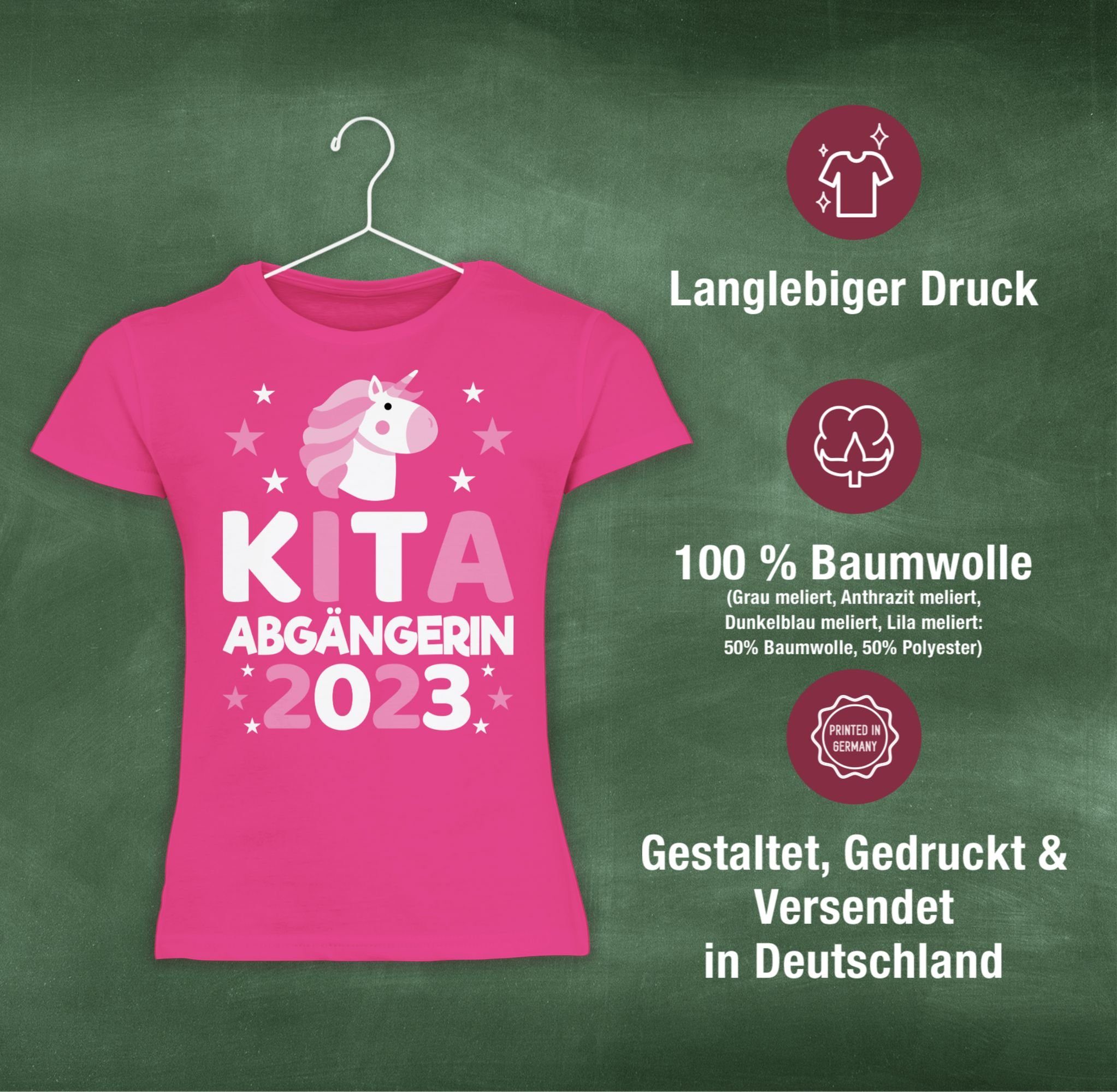 Kita 2023 Mädchen Shirtracer Einhorn Abgängerin 2 Fuchsia T-Shirt Einschulung