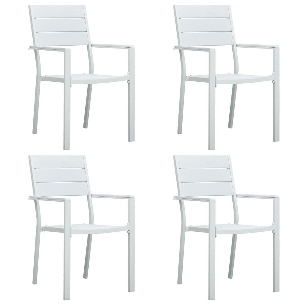 vidaXL Gartenstuhl Gartenstühle 4 Stk. Weiß HDPE Holz-Optik (4 St) Weiß | Weiß