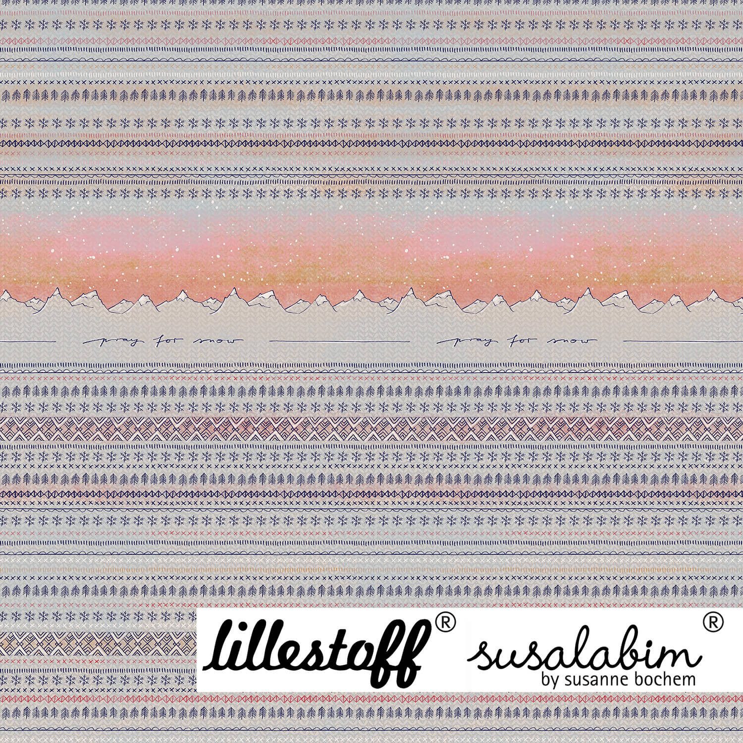 lillestoff Stoff Bio French Terry, Sweatstoff Lillestoff Susalabim, Rapport zu 1 m, Meterware, 100 cm x 150 cm