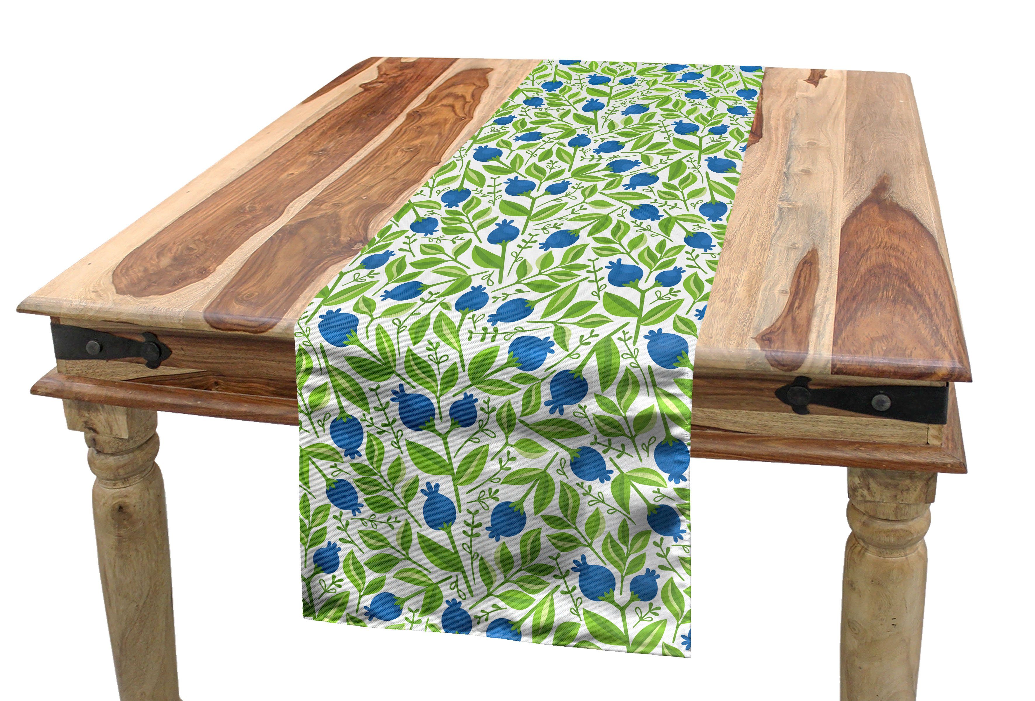 Abakuhaus Tischläufer Esszimmer Küche Rechteckiger Dekorativer Tischläufer, Früchte Blühende Blueberry Blatt
