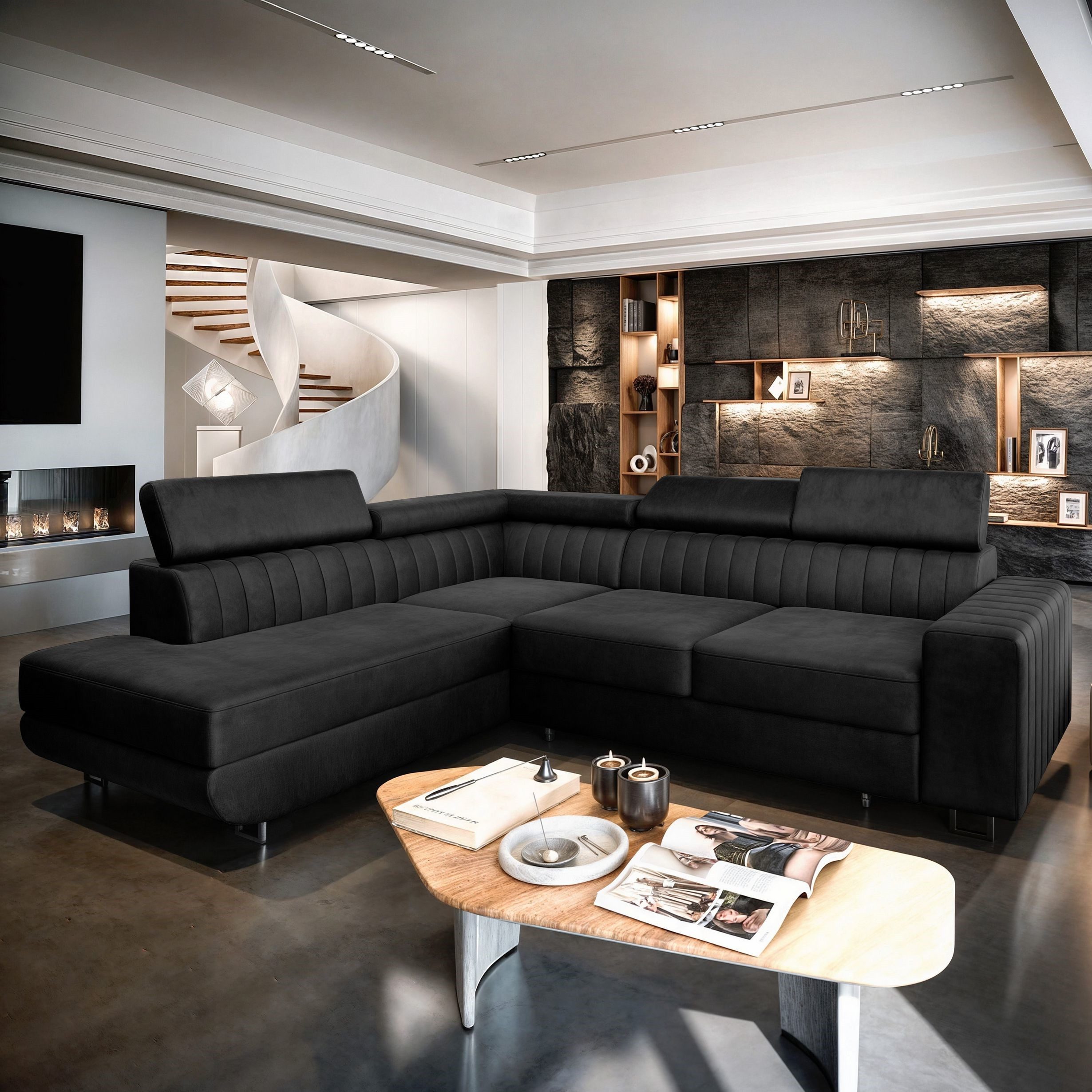 Masseno Ecksofa NOLA mit Schlaffunktion L-Form, Sofa mit Bettkasten günstig online kaufen