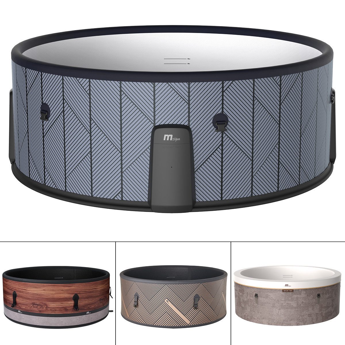 BRAST Whirlpool MSpa Verto-Serie, 5 Modelle, In- Outdoor Pool, Winterfest, aufblasbares Aufstellbecken, (aufblasbar MSpa Tidal für 6 Personen, Ø173x65cm, 138 Massagedüsen in 3 Intensitäten), einfache Steuerung per App