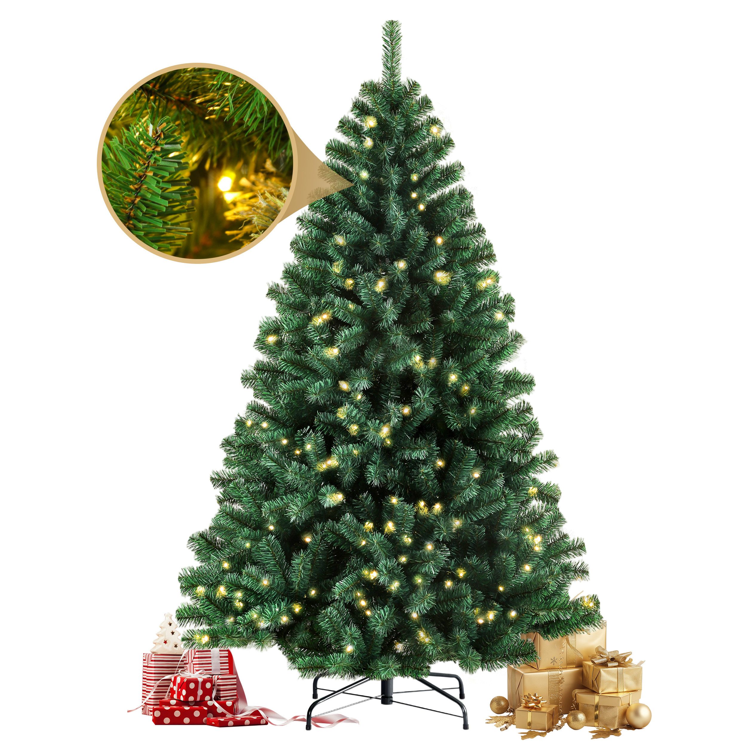 Sinaopus Künstlicher Weihnachtsbaum mit Beleuchtung, Weihnachtsbaum aus PVC günstig online kaufen