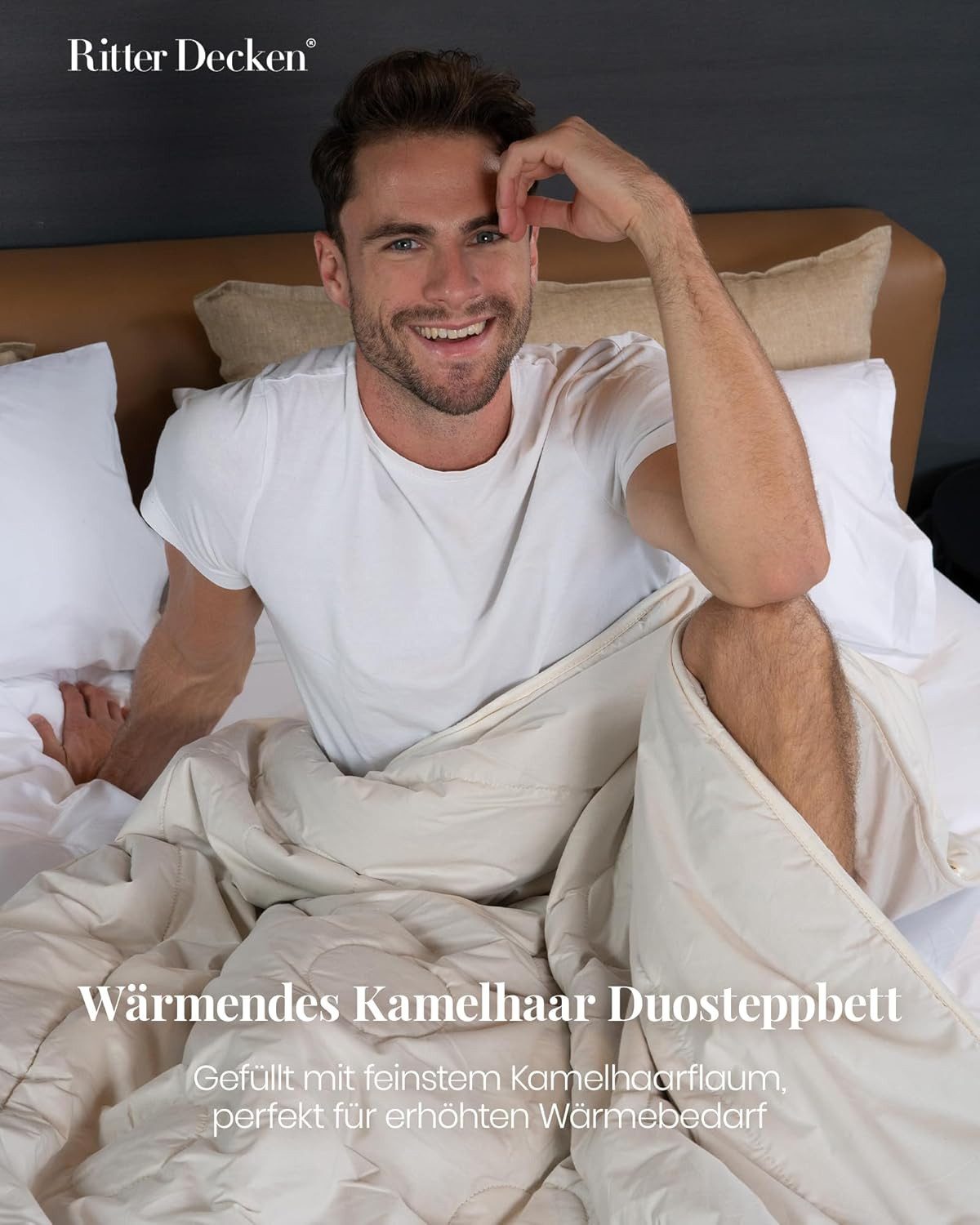 Ritter Decken Naturhaarbettdecke Kuschelig warme Kamelhaar Bettdecke mit Duo-Steppung, Füllung: 100 % Kamelhaar, warme Decke, Winterbettdecke, Einziehdecke, Steppdecke, weitere Größen