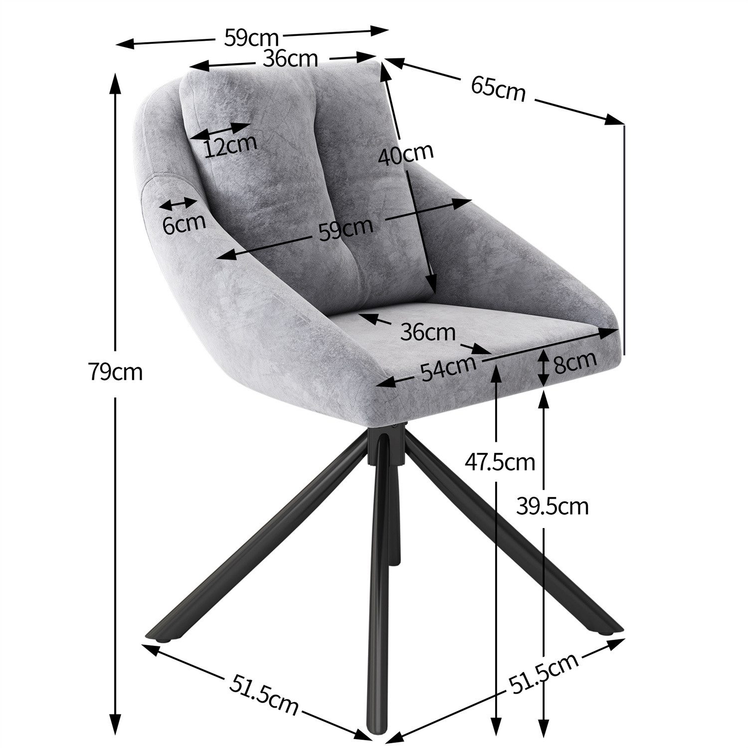 Sweiko Esszimmerstuhl Samtstuhl Polsterstuhl Drehstuhl (atmungsaktiver Samtstoff, 2 St), ergonomisches Design