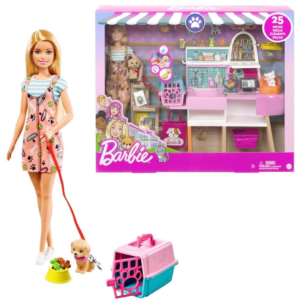 Barbie Anziehpuppe Pet Salon Barbie Mattel GRG90 Puppe mit Haustieren & Acc günstig online kaufen