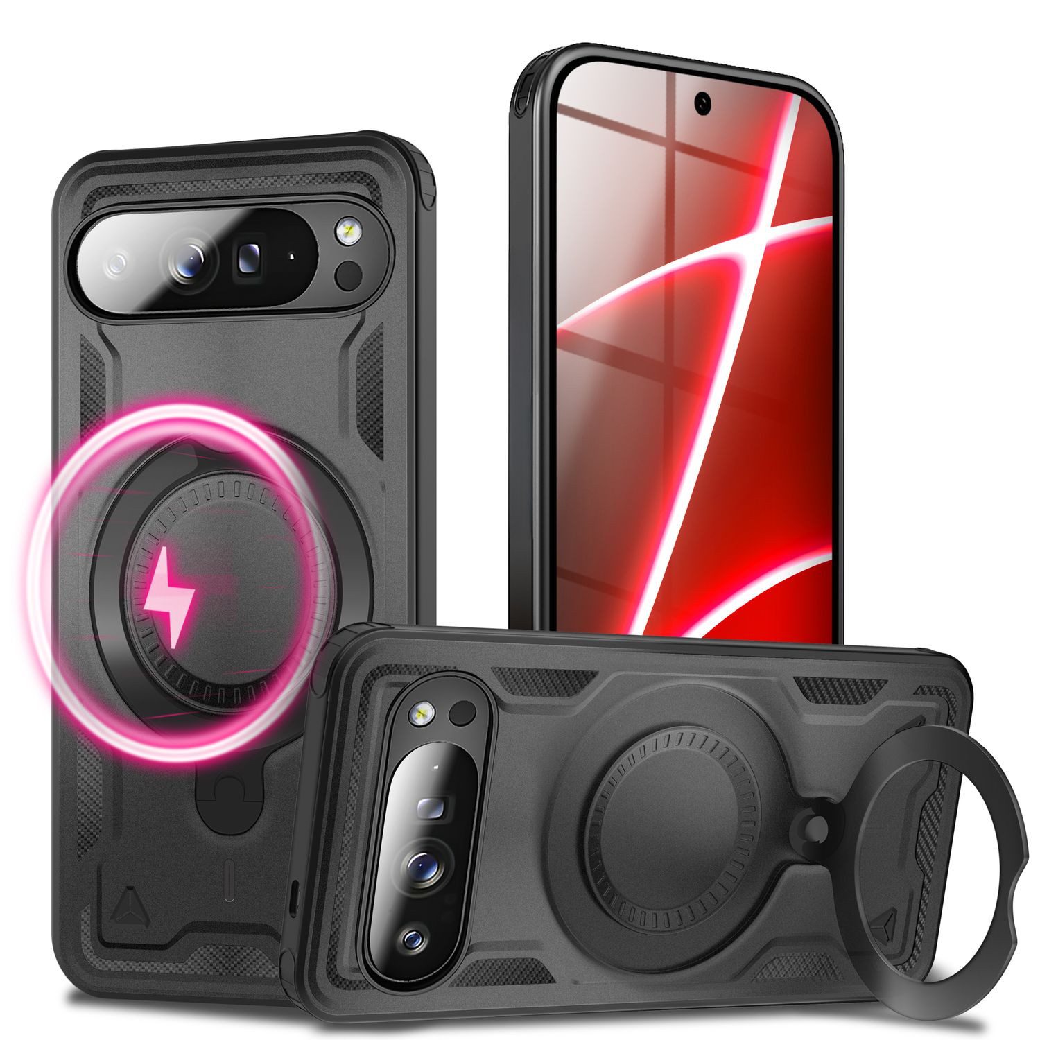 Nalia Smartphone-Hülle Google Pixel 10 Pro, Military Armor Case / MagSafe / Extrem Schutz / 360° Ring / Outdoor