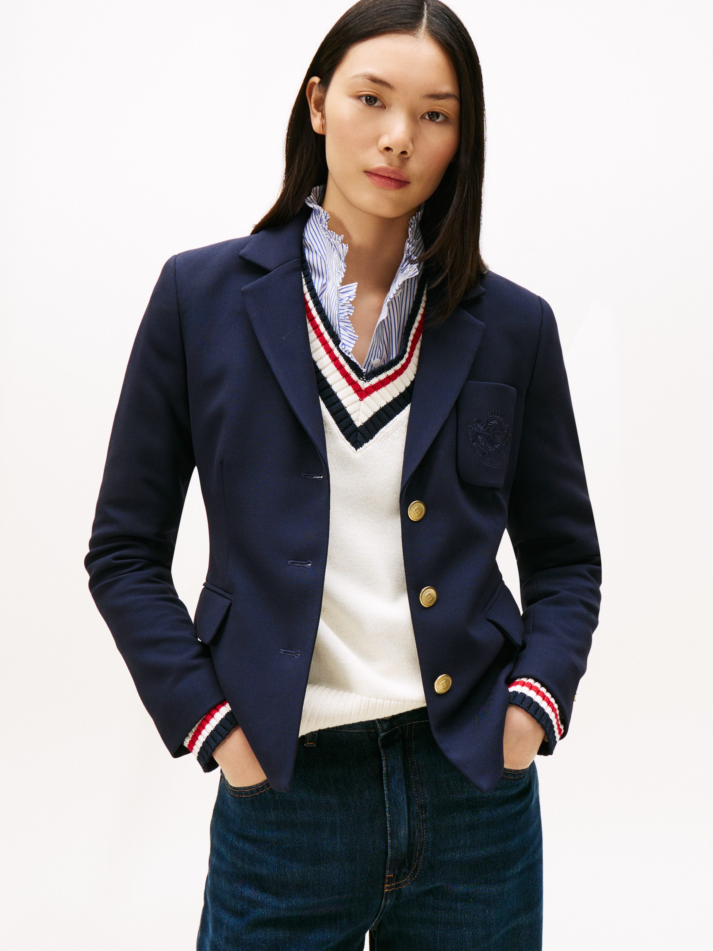 Tommy Hilfiger Kurzblazer PUNTO TONAL CREST SLIM BLAZER günstig online kaufen