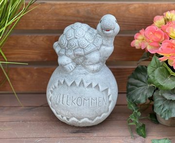 Stone and Style Gartenfigur Steinfigur Schildkröte auf Kugel frostfest Steinguss massiv