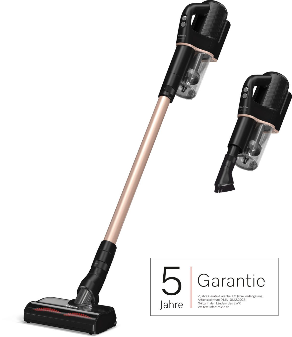 Miele Akku-Handstaubsauger Duoflex HX1 TotalCare, 2in1-Funktion, 210 W, beutellos, mit Elektrobürste MultiFloor und CarCare Set, Obsidianschwarz Roségold