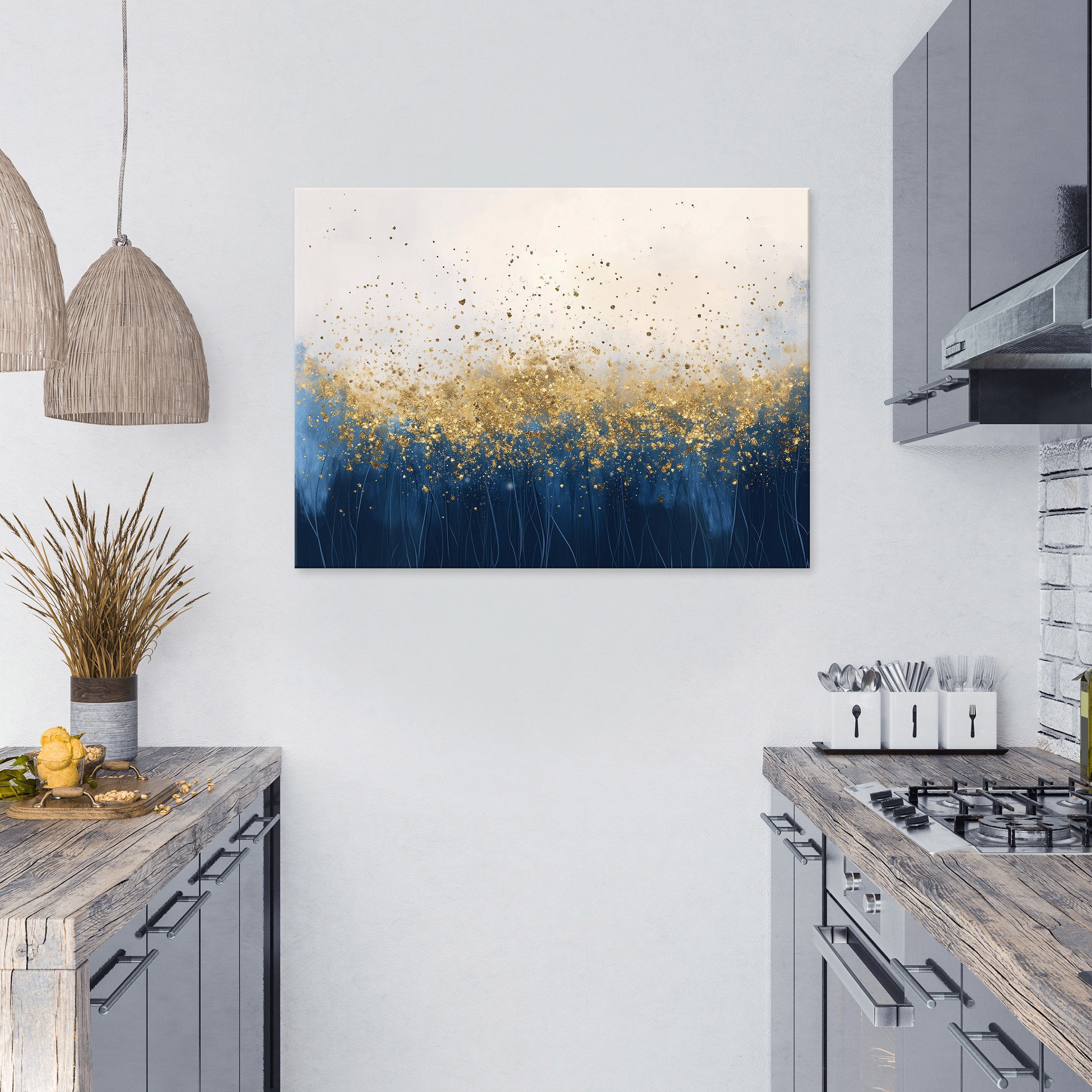 Wallarena Leinwandbild Abstraktion Blau Abstrakt Modern Wandbilder Wand Dek günstig online kaufen