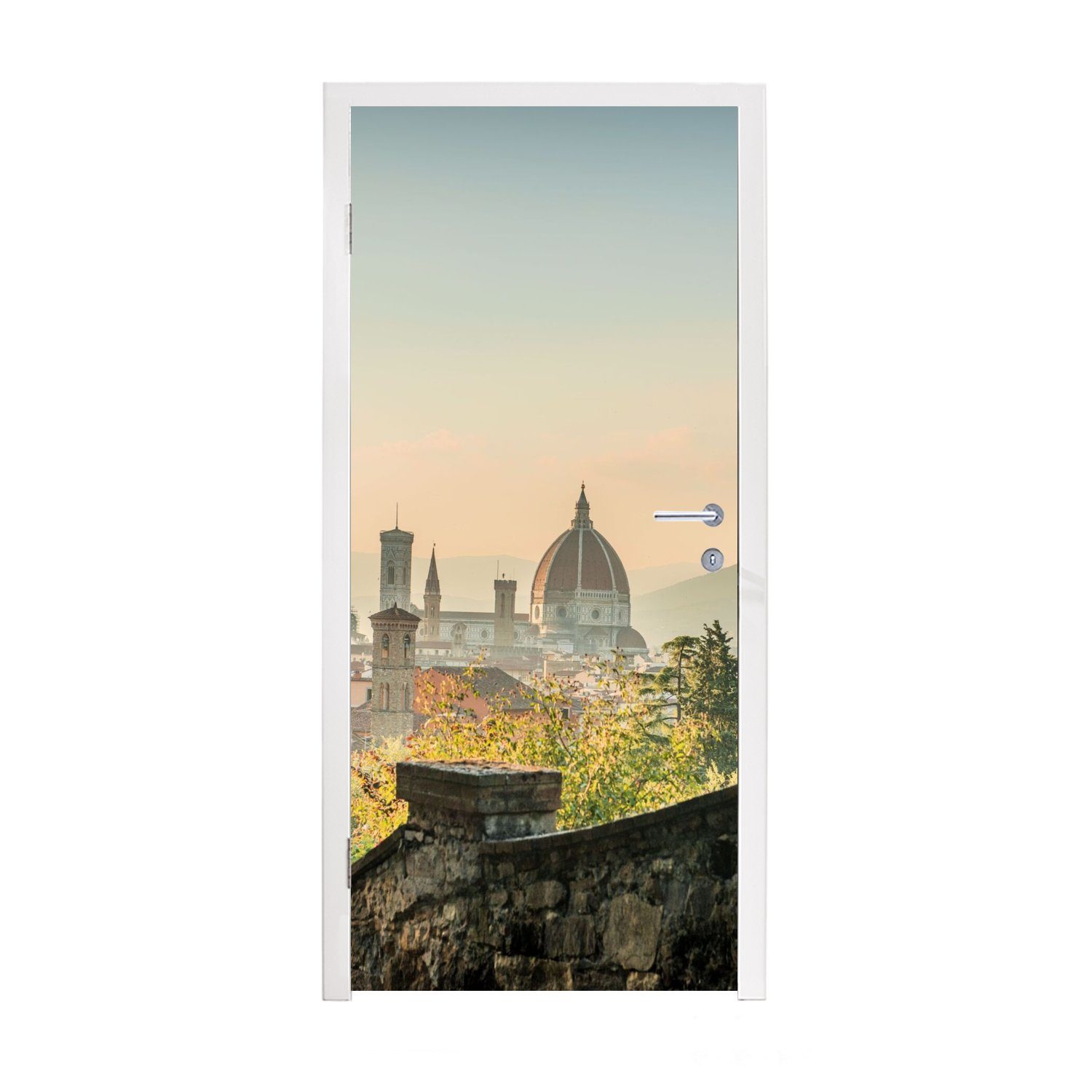 MuchoWow Türtapete Italien - Stadt - Florenz - Mauer, Matt, bedruckt, (1 St), Fototapete für Tür, Türaufkleber, 75x205 cm