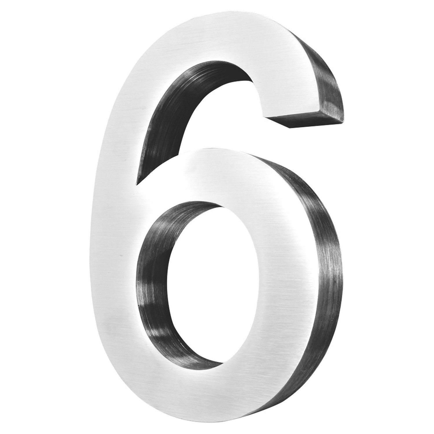 V2Aox Hausnummer Edelstahl Hausnummer 20 cm Hausnummernschild Hausnummer 6 Schild 3D