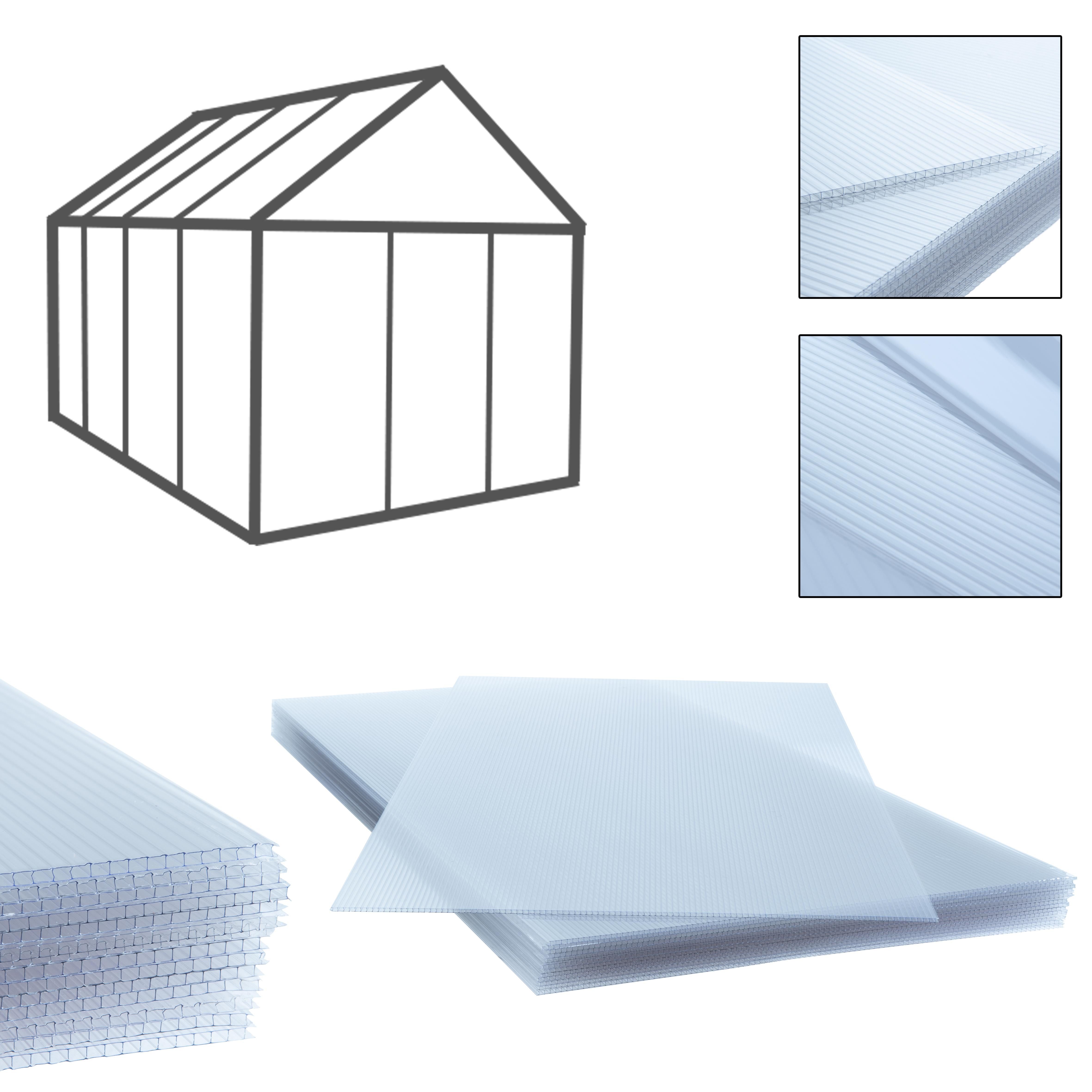 ESTEXO Hohlkammerplatte Doppelstegplatten Gewächshaus 14x Polycarbonat Stegplatten