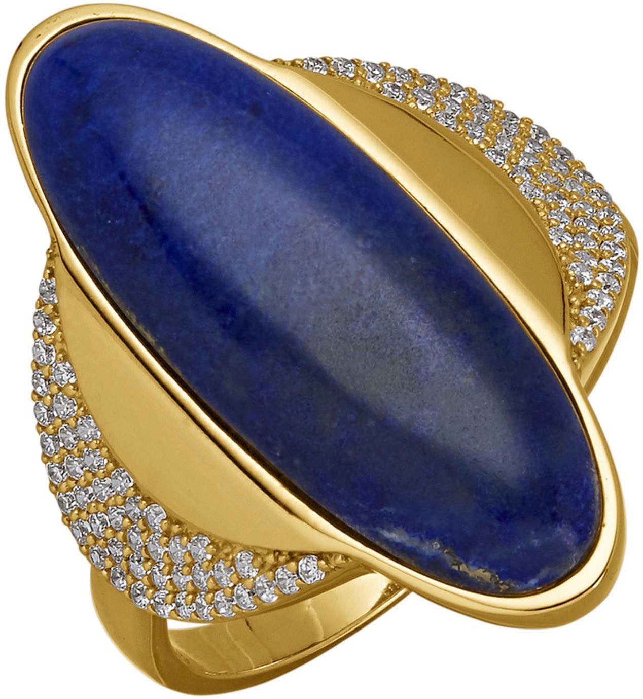 Firetti Fingerring Schmuck Geschenk Silber 925 Damenring Ring Oval, mit Lapislazuli, Zirkonia (synth)