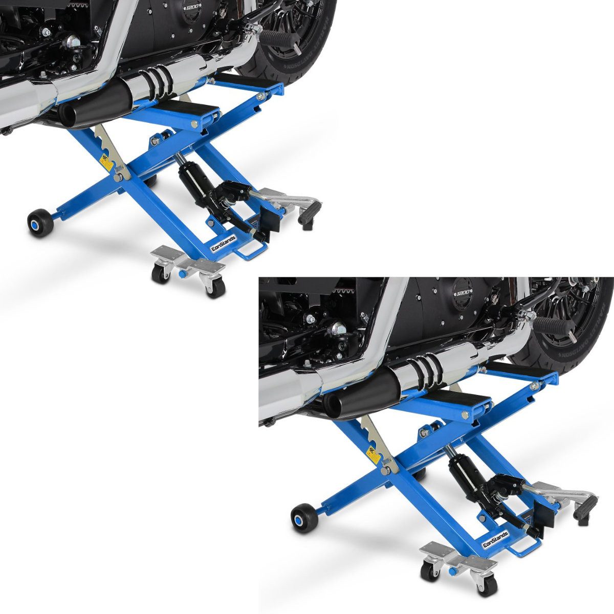 ConStands Motorradheber 2x Hebebühne # Midlift XL Motorradheber bis 500kg in blau Spar-Set
