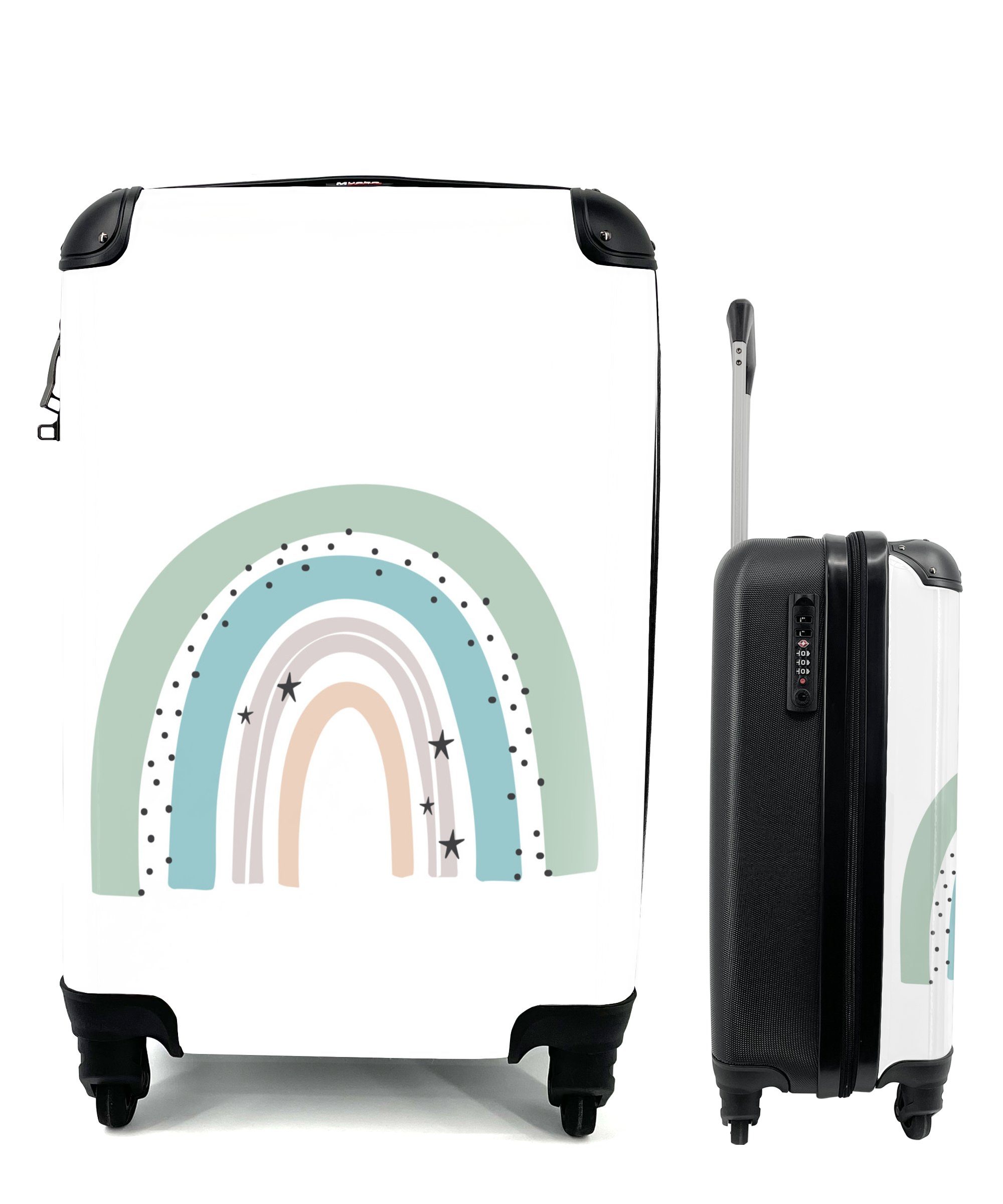 Günstig und beliebt MuchoWow Handgepäckkoffer - 4 - für Reisekoffer Tupfen Ferien, Regenbogen Kinder Trolley, Handgepäck mit Pastell, rollen, Sterne - Rollen, Reisetasche 