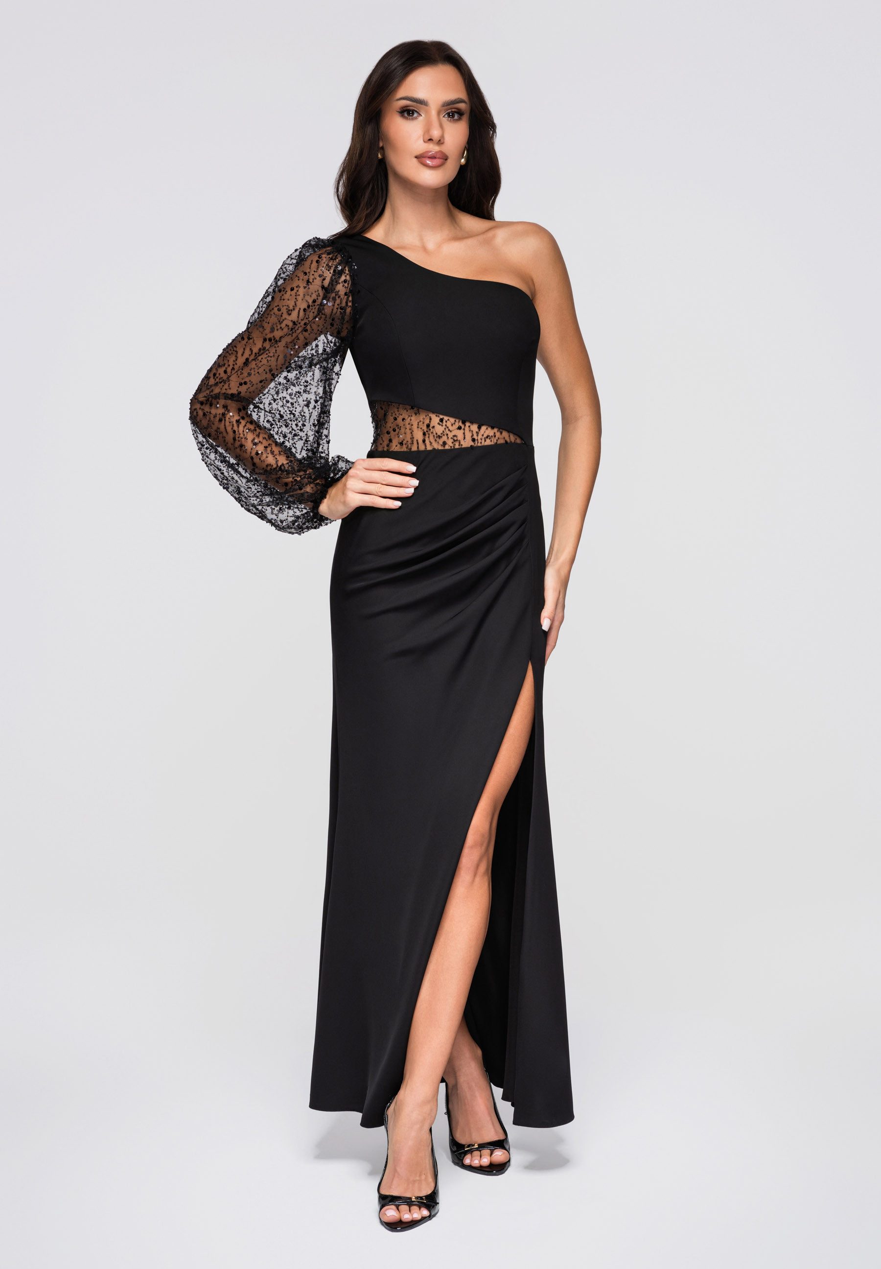 OMBRE Abendkleid Elegantes Abendkleid mit One-Shoulder-Design Asymmetrischer Schnitt mit One-Shoulder-Träger