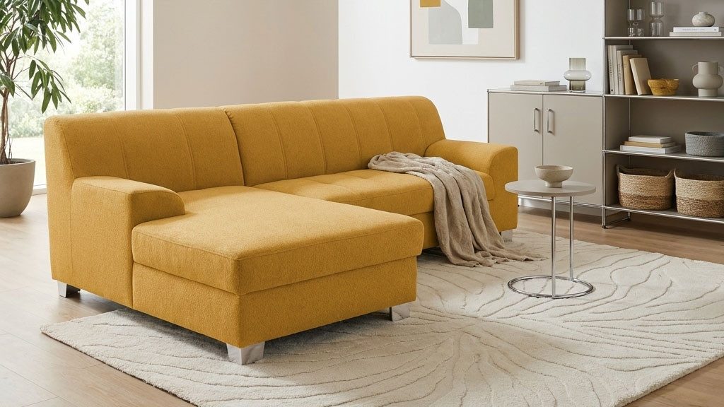 OTTO home Ecksofa Lolland 241 x 146 cm, modern, mit Steppungen, mittelfester Sitz, mit Schlaffunktion, L-Form, pflegeleichter, weicher Luxus-Microfaser