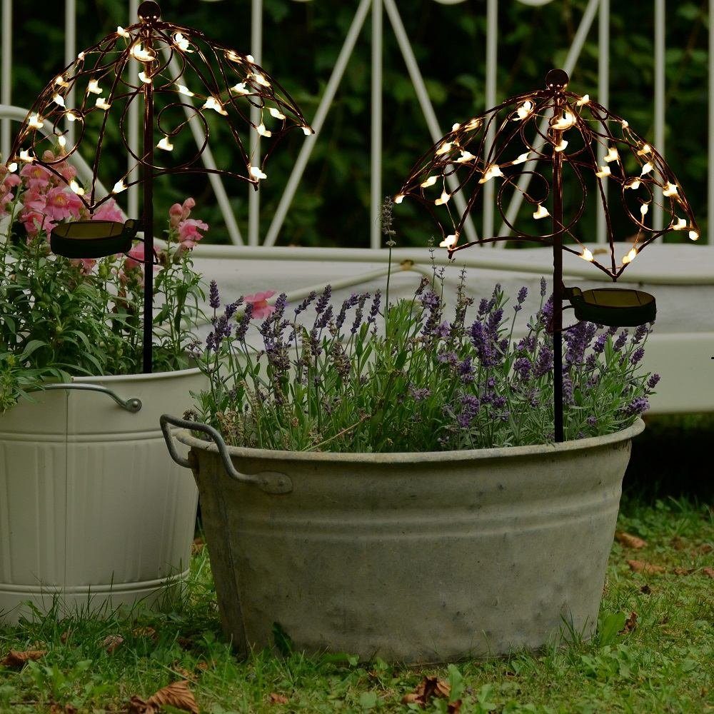 Seasonals LED Solarleuchte 1029 LED Solarstab "Rain" Metall Sonnenschirm